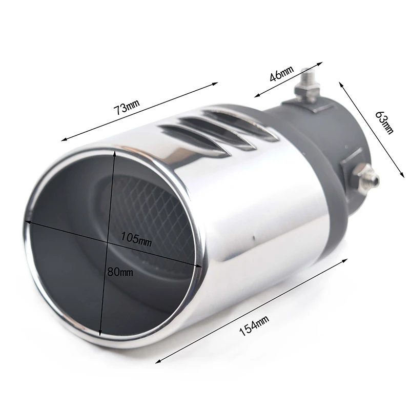 63mm/2.48'' Universal Car Exhaust Nozzle of Muffler Tube Throat Liner Tip Pipe Exhaust Tailpipe for Chevrolet Cruze Captiva