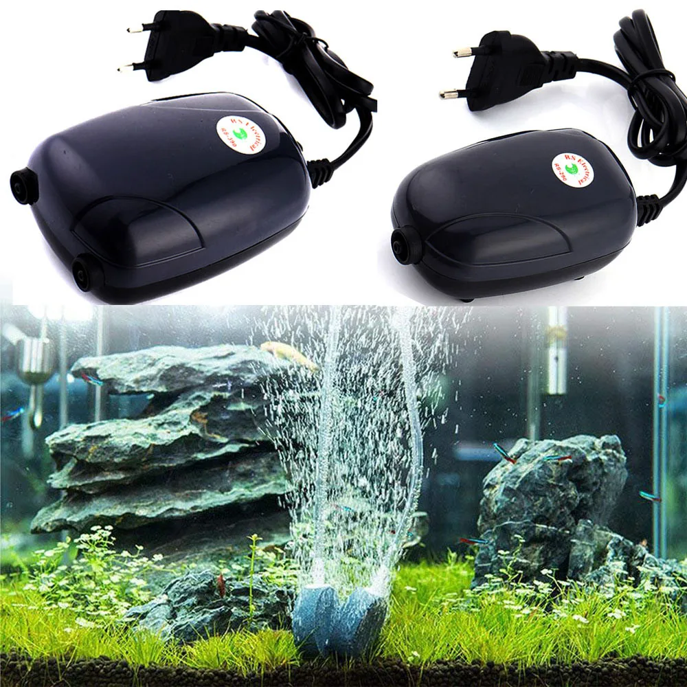 Aquarium Air Pump Fish Tank Mini Silent Compressor Single Double Outlet Oxygen Pumps Aquariums Aquatic Accessories 220V 3W 5W