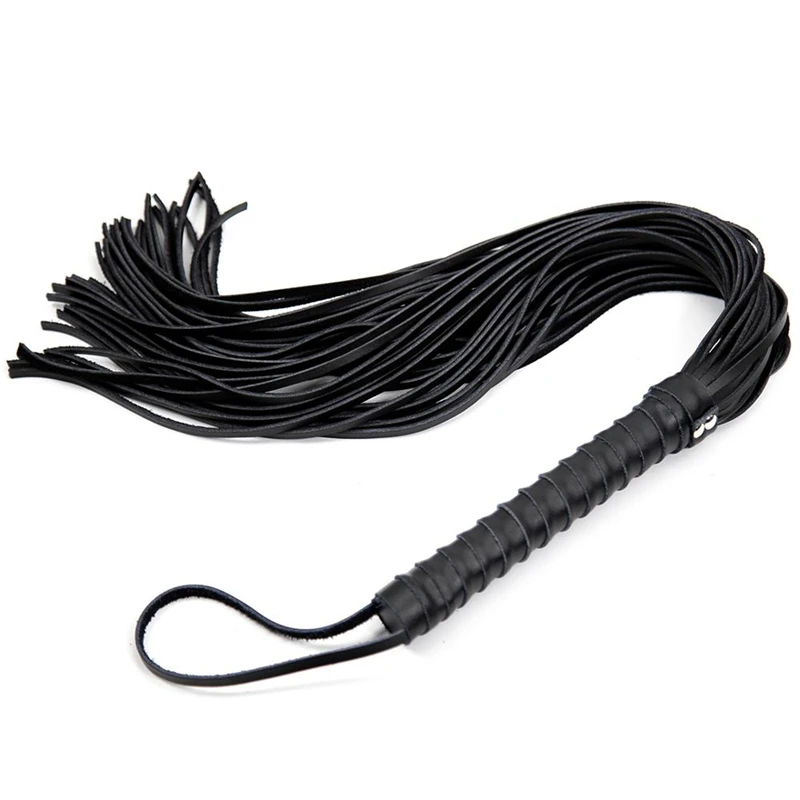 68CM Genuine Leather Tassel Horse Whip With Handle Flogger Equestrian Whips Teaching Training Riding Whips