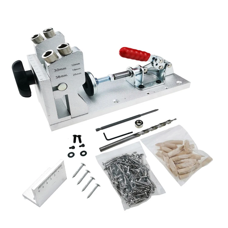Free Shipping Woodworking Pocket Hole Jig System Guide Carpenter Kit Inclined Hole Drill Tools Camp Base 9.5mm Drill Bit Kit