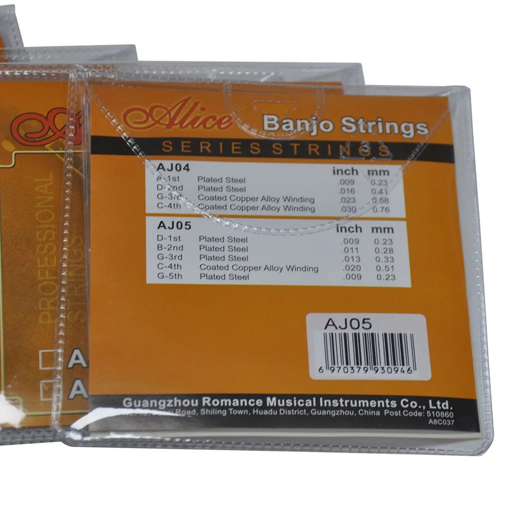 5 Sets Alice AJ05 5-String Banjo Strings Plated Steel Coated Copper Alloy Winding DBGCG