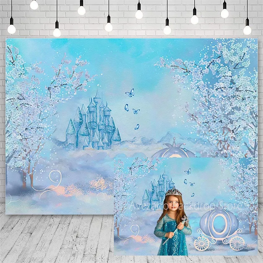 

Avezano Ice Castle Backdrop Winter Birthday Portrait Party Decoration Photo Props Background Photography Photocall