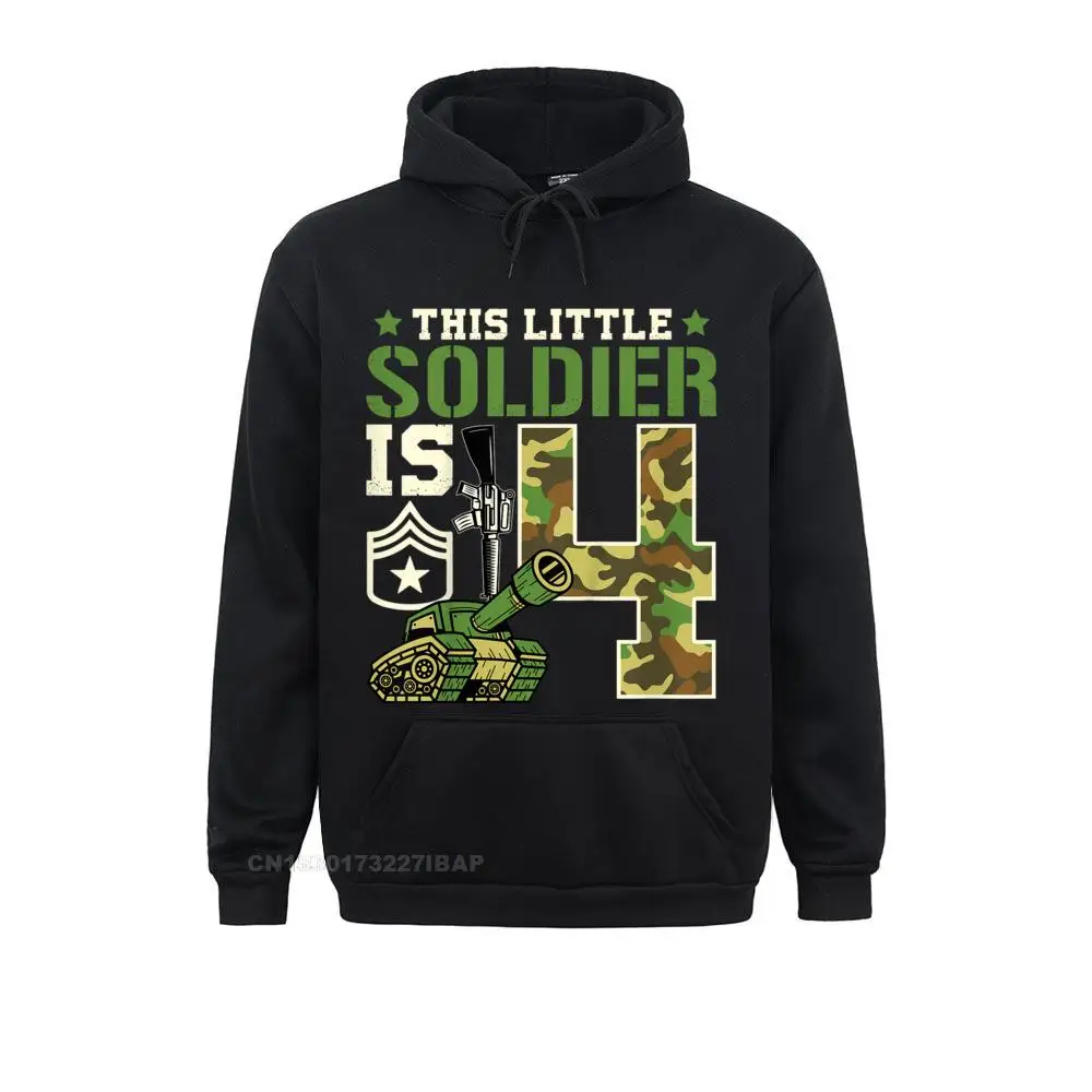 This Little Soldier Is 4 Funny Birthday Party Outfit Hoodie Sweatshirts Hoodies On Sale Design Hoods comfortable Men's