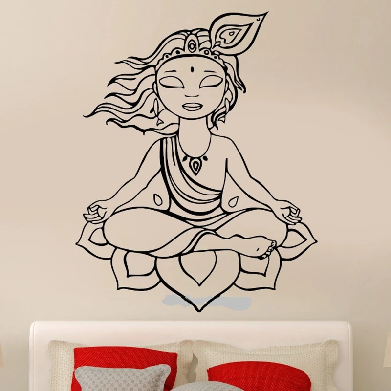 

Yoga Club Wall Sticker Glass Decal Lotus Posters Vinyl Home Decoration Decor Mural