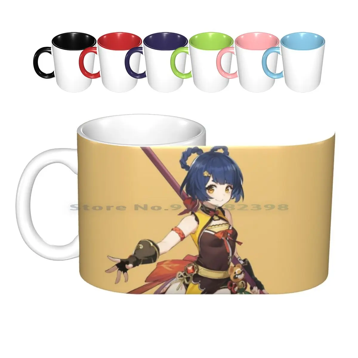 Xiangling-Genshin Impact Peeker Ceramic Mugs Coffee Cups Milk Tea Mug Genshin Impact Diluc Genshin Impact Fishcl Genshin Impact