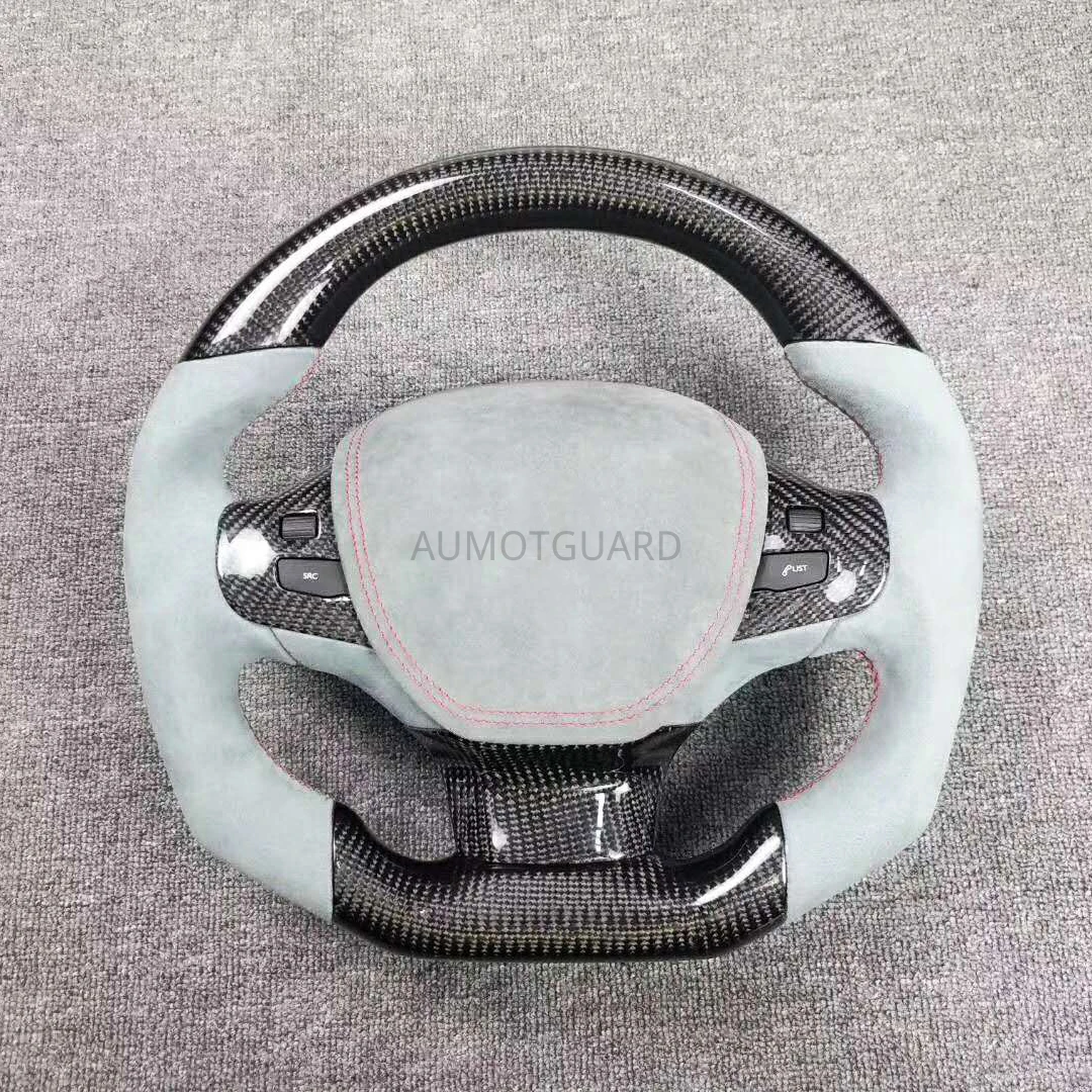 Cuatomized Real Carbon Fiber Sports Steering Wheel Alcantara Leather compatible for Peugeot 308