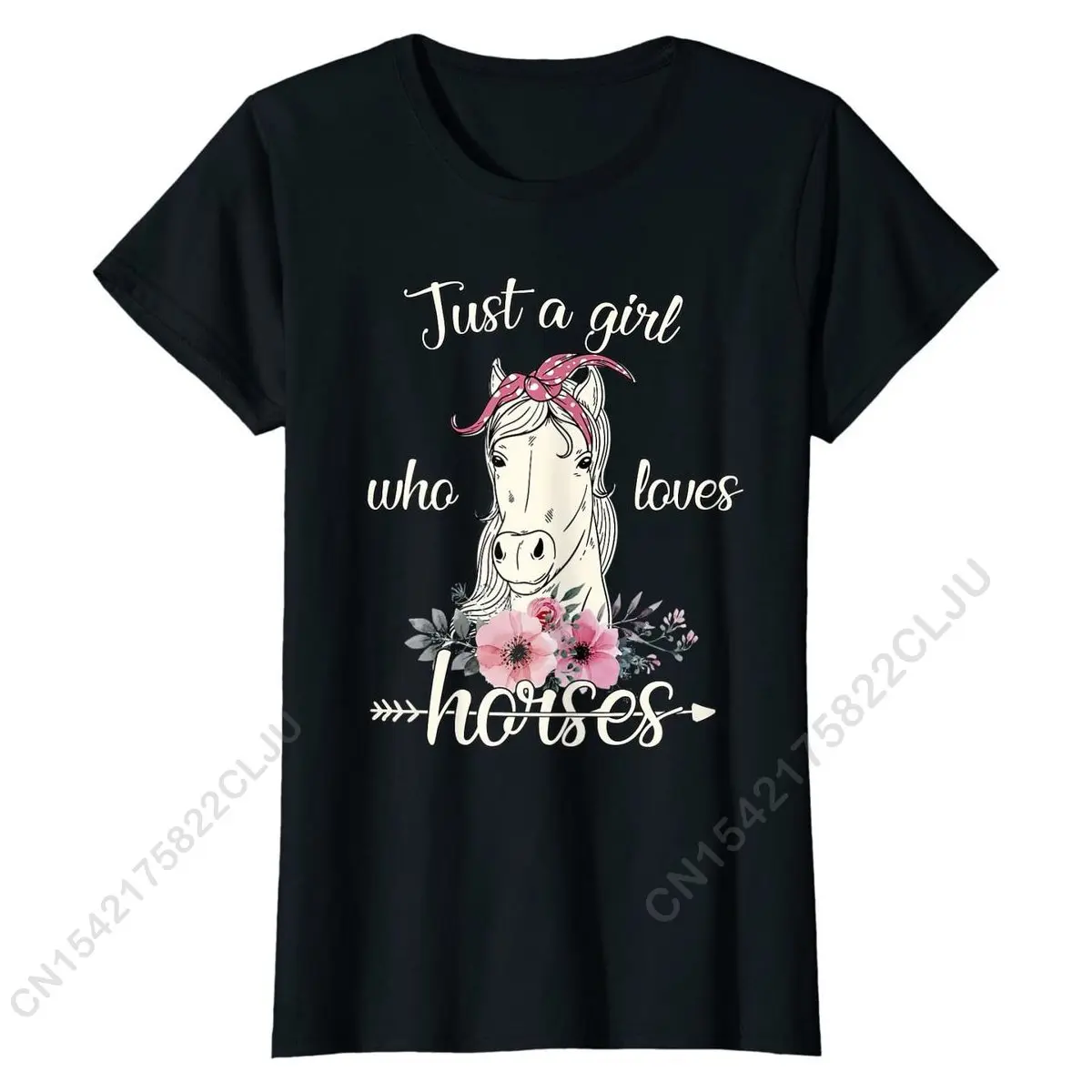 

Horse Gifts For Girls, Just A Girl Who Loves Horses, Graphic T-Shirt Tops & Tees Funky Street Cotton Men Top T-shirts Camisa