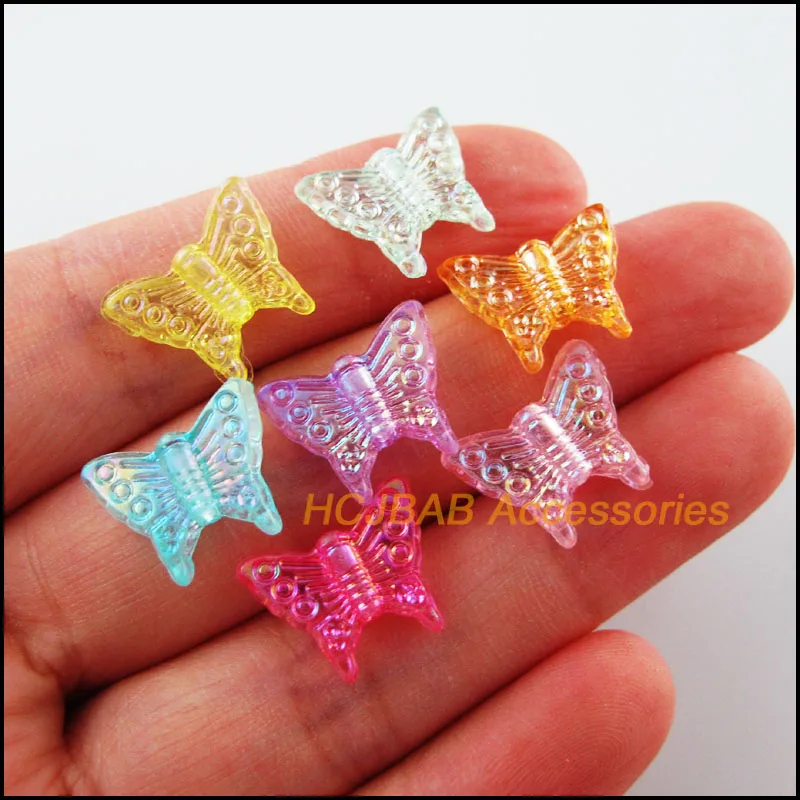 70Pcs Mirage Mixed Acrylic Plastic Animal Butterfly Spacer Beads Charms 12x15mm