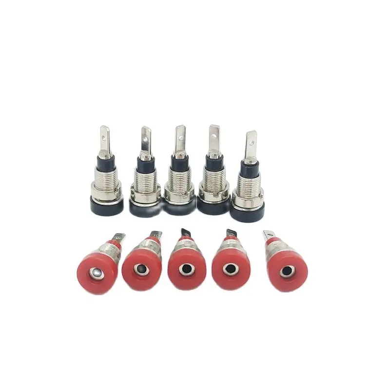 Multimeter Instrument 2mm Banana Plug Pure Copper Insulation Banana Jack Socket Terminal Banana Female Red Black 10pcs/lot