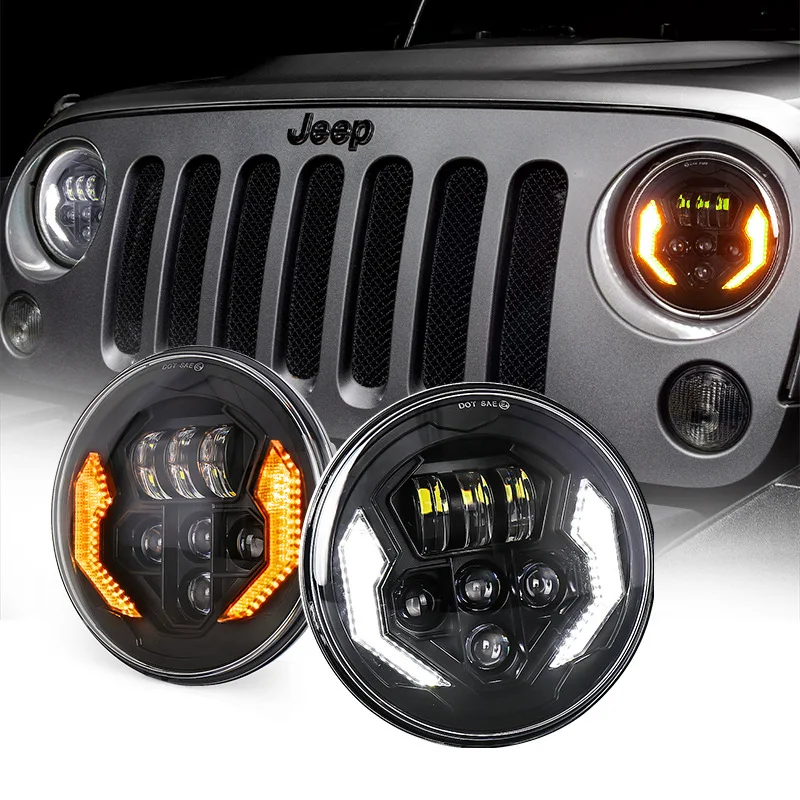 7 Inch Led Headlight Round lamp with DRL Low Beam and High Beam Compatible with Jeep Wrangler JK JKU LJ CJ TJ 1997-2018 Headlamp