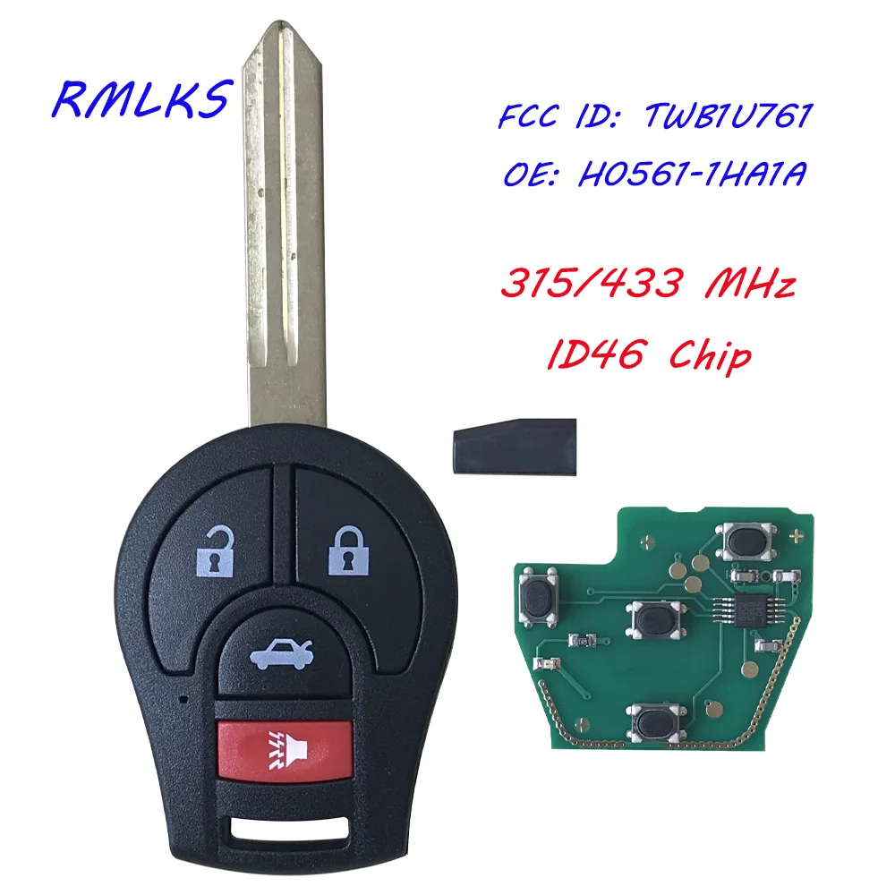 Klucz zdalny 433Mhz dla nissana March Tiida Qashqai 350Z Altima Armada Cube Juke Maxima x-trail Pathfinder NV200 Rogue Sentra Versa