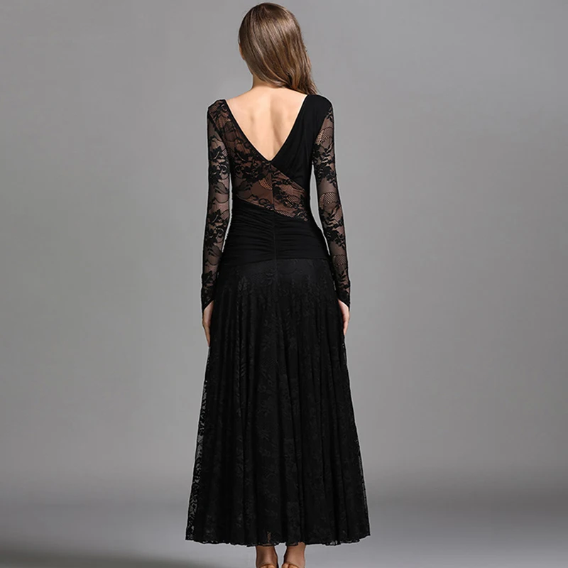 Women\'s Lace Modern Dance Costumes Performance National Standard Big Swing Waltz Dance Clothes Ballroom Dance Competition Dress