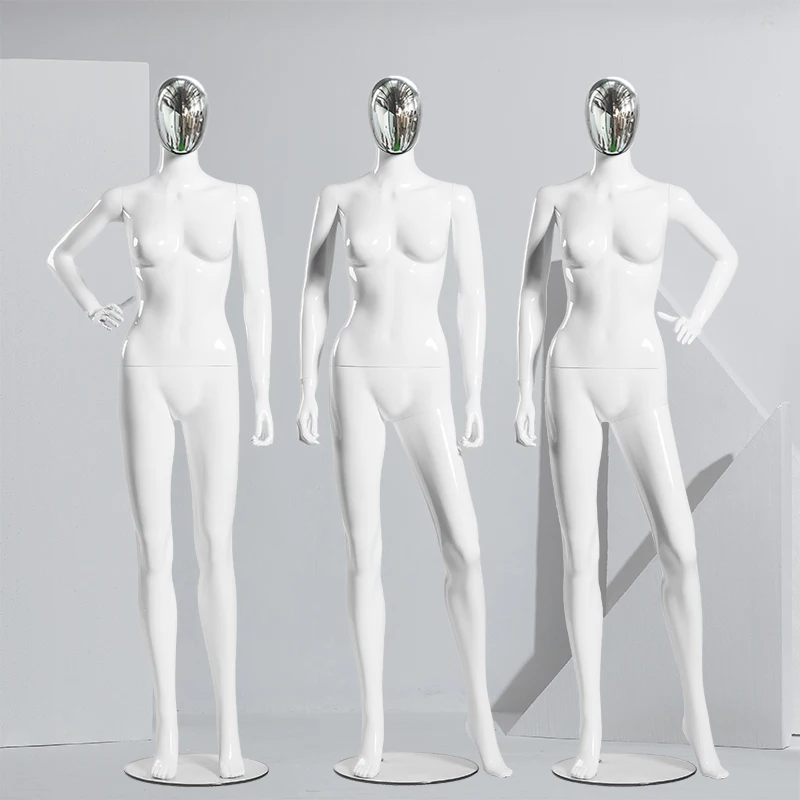 Gold Plated Silver Head Full Body Model Women Display Mannequin Wear Steel Wire Head