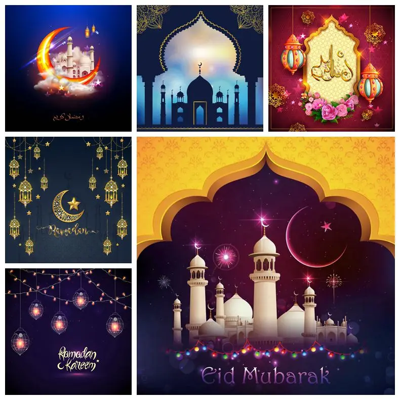 Laeacco-Cenário Glitters para Photo Studio, Eid Mubarak, Ramadan, Kareem, Fotografia Fundos, Mesquita e Câmara, Props Foto