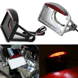 Motorcycle License Plate LED Tail Brake Rear Light Holder Side Mount Bracket Holder For Honda For Harley Bobber Chopper Custom