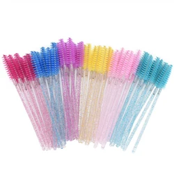 QSTY 50Pcs 크리스탈 StickEyelash 브러쉬 속눈썹 ExtensionsSupplies 메이크업 브러쉬 일회용 마스카라 완드 애플리케이터 래쉬 스크럽