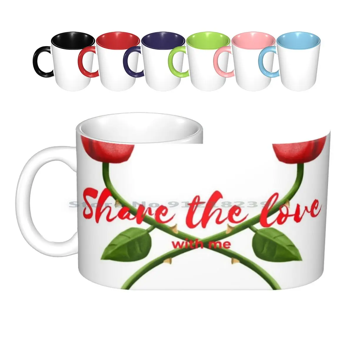 Share The Love With Me Ceramic Mugs Coffee Cups Milk Tea Mug Couples Flower Lover Lovers Marriage Married Matching Couple