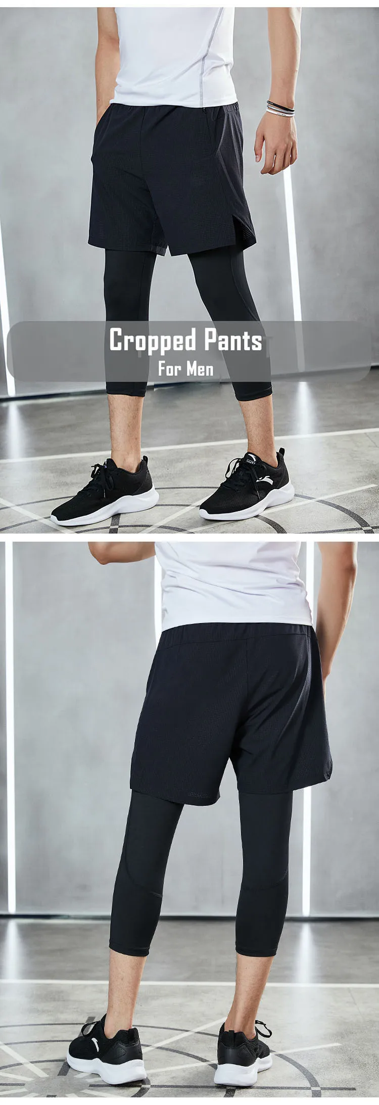 Männer Sport 3/4 Geerntete Hosen Gym Lauf Leggings Männliche Joggings Elastische Kompressionen Sweatpant Fußball Basketball Hosen – Detail 3