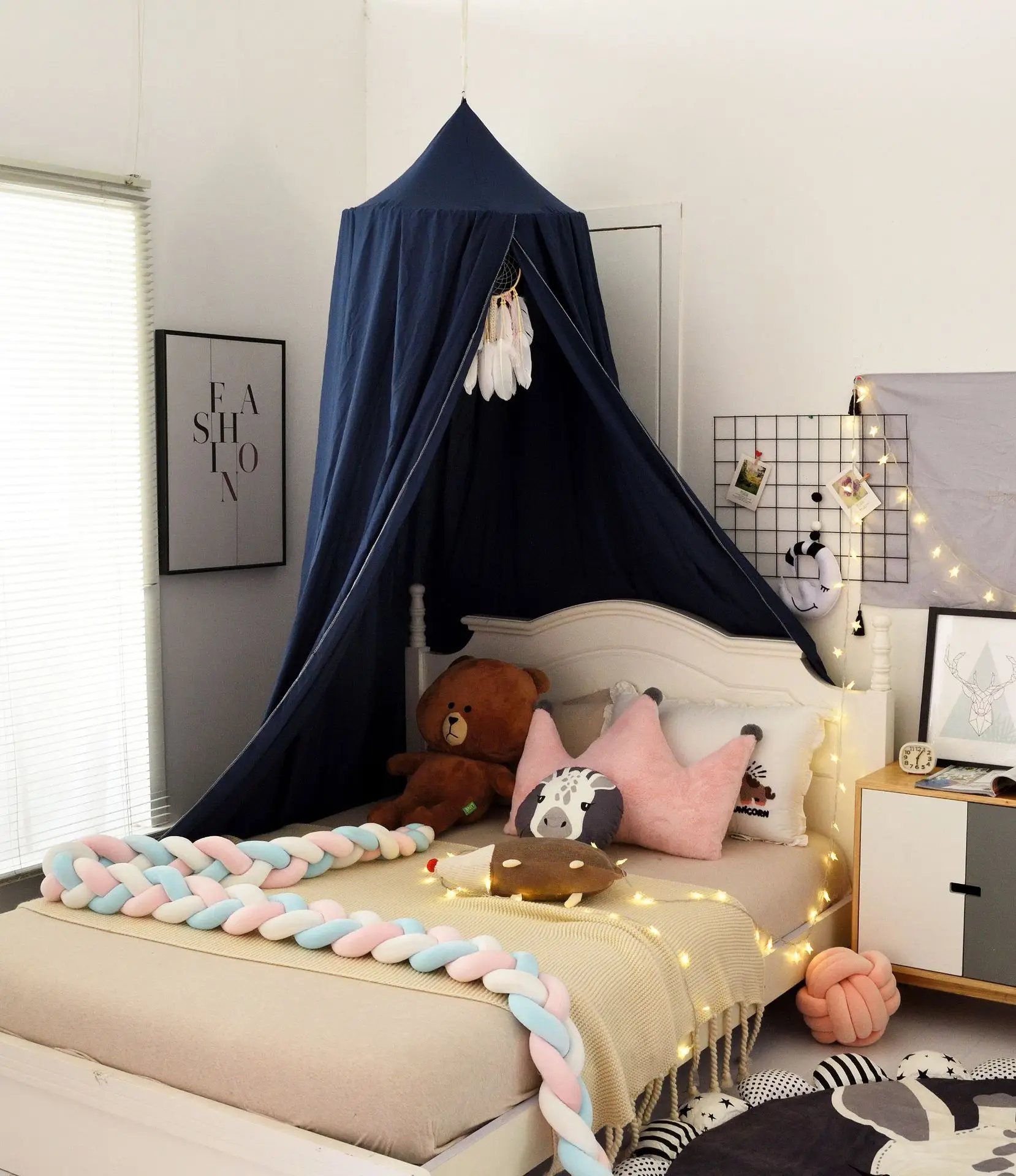 Children's Mosquito Net Dome Polyester Bed Curtain Bedside Girl Heart Mosquito Net Baby Play House Children's Room Bed Curtain