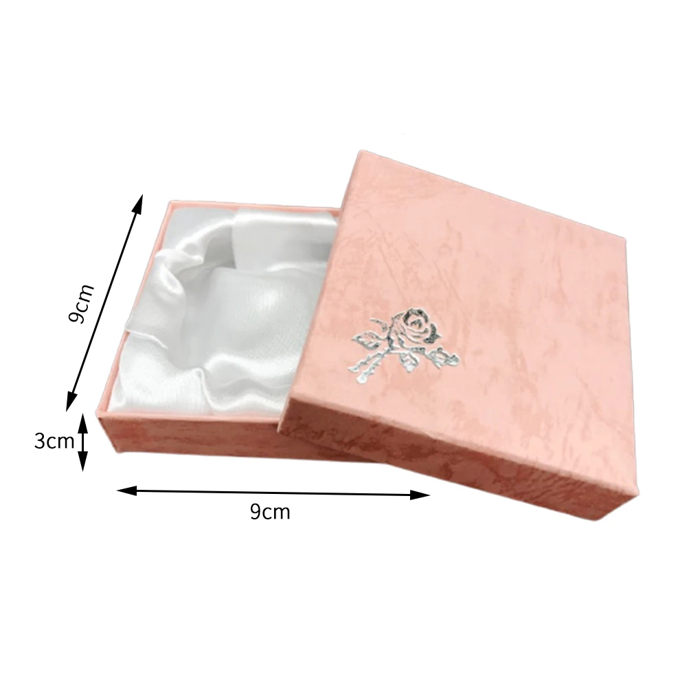 Small Square Jewelry Packaging Case Flower Print Jewelry Display Box Necklace Cardboard Gift Box Jewelry Organizer Cases