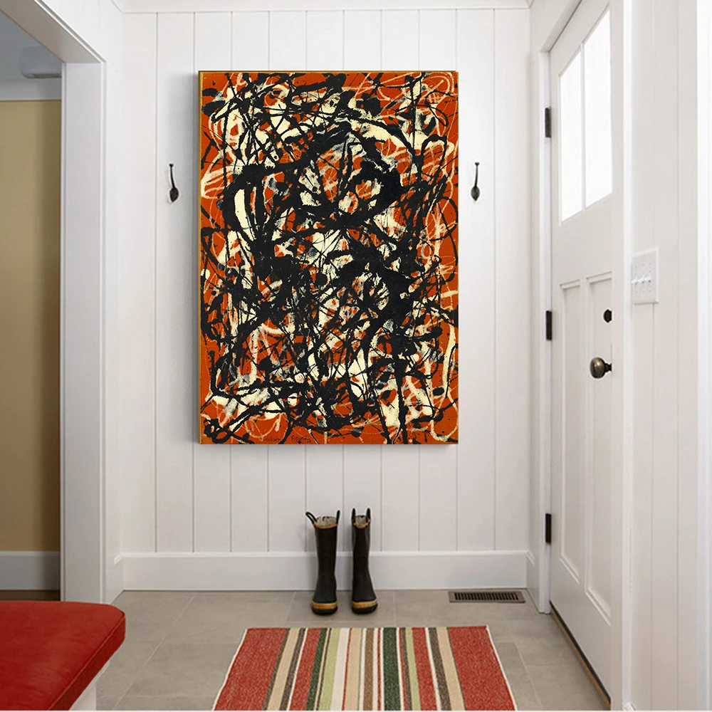 Citon Canvas oil painting Jackson Pollock《Free Form》Artwork Poster Picture Modern Wall Art decor Home Living room Decoration