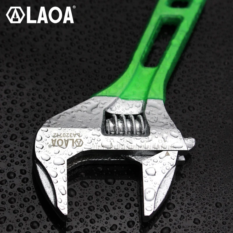 LAOA Monkey Wrench Short Handle Adjustable Spanner HCS material Laser Scale Rubber Wrapped Monkey Spanner