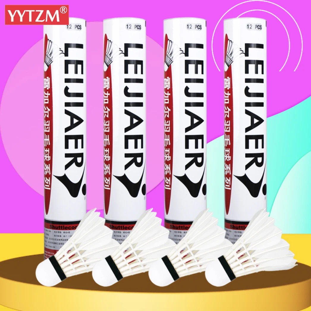 

YYTZM 12PCS Professional Durable Badminton White Goose Shell is Resistant to Playing Elastic Flight Stable Badminton