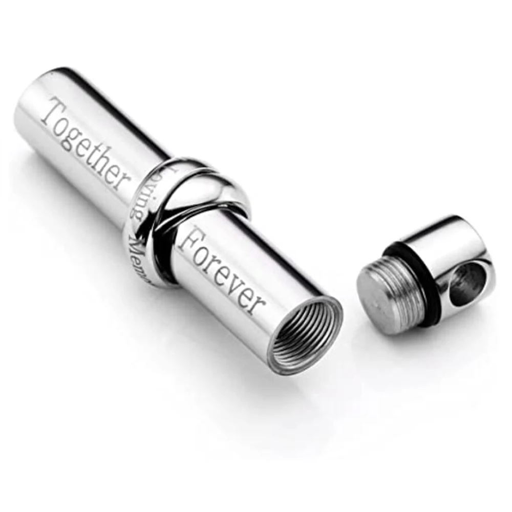 Together Forever Stainless Steel Cylinder Pendant Cremation Urn Memorial Keepsake Necklace For Pet/Human Ashes Jewelry Dropship