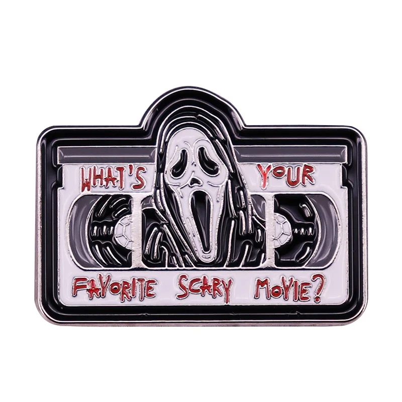 What\'s Your Favorite Scary Movie Scream Killer Enamel Brooch Pin Lapel Metal Pins Brooches Badges Exquisite Jewelry Accessories