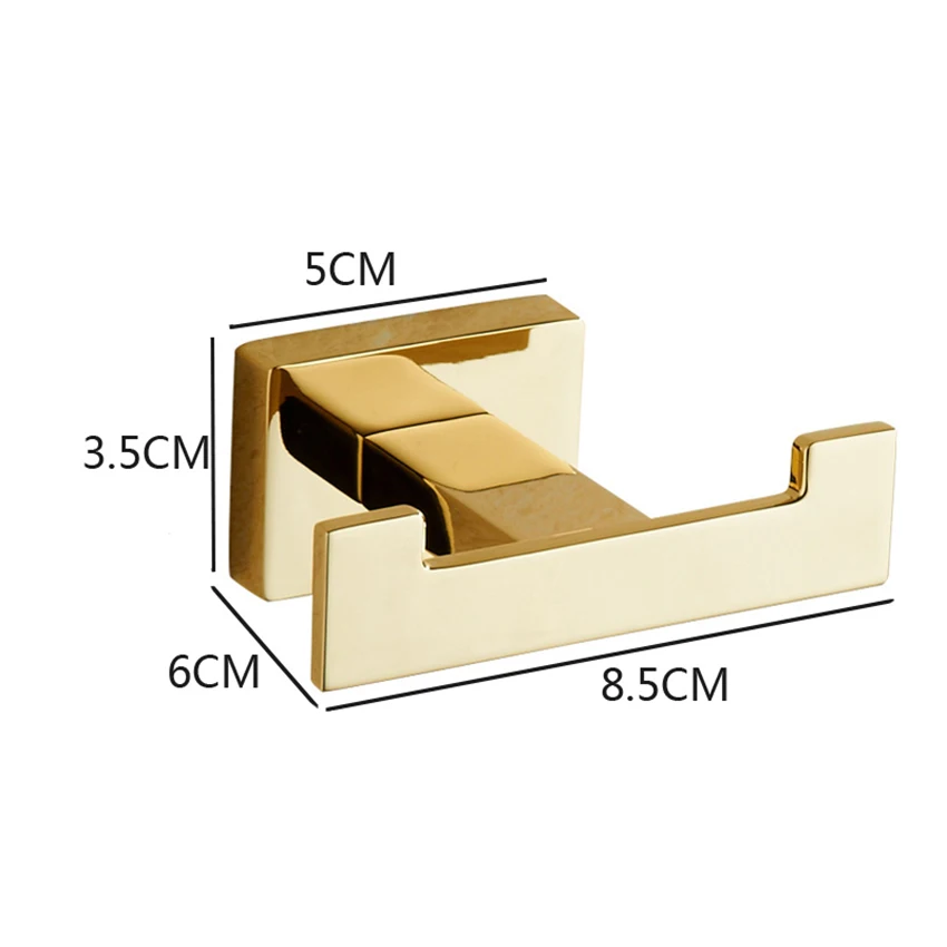Zinc Alloy Gold Bathroom Double Hook Robe Hooks Wall Mounted Hat Clothes Peg Hanger For Living Room Kitchen Hanging Rack Holder