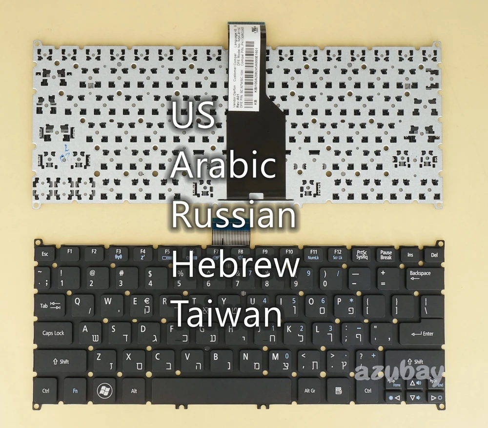 

US Arabic Russian Hebrew Taiwan Keyboard For Acer Aspire One 756 725 TravelMate B113-E B113-M NSK-R12PC 9Z.N7WPC.21D PK130NS2A00