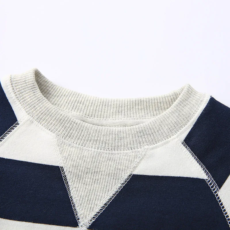 2023 Spring Autumn Fashion 2 3 4 5 6 7 8 9 10 Years Long Sleeve Striped Print Pullover Handsome Sweatshirt For Kids Baby Boy