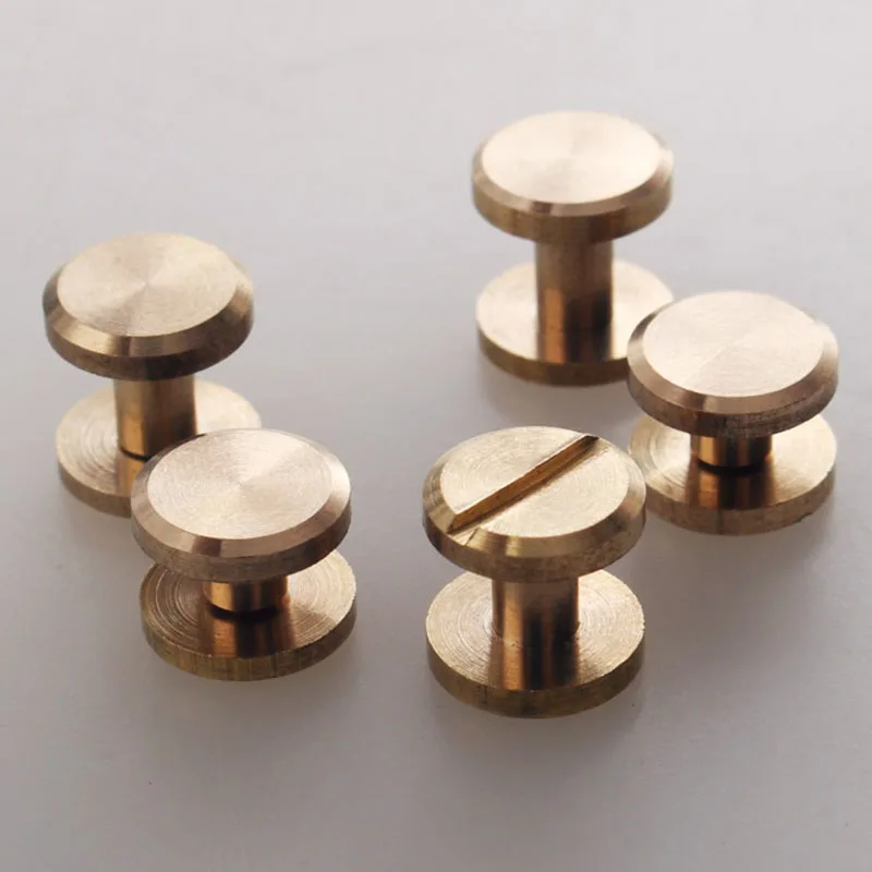 8*4/5/6/7/8/10/12/15mm Double Flat Wallet Bag Brass Belt Screw Rivet DIY Handmade Fastener Chicago  Hardware Leather Craft Part