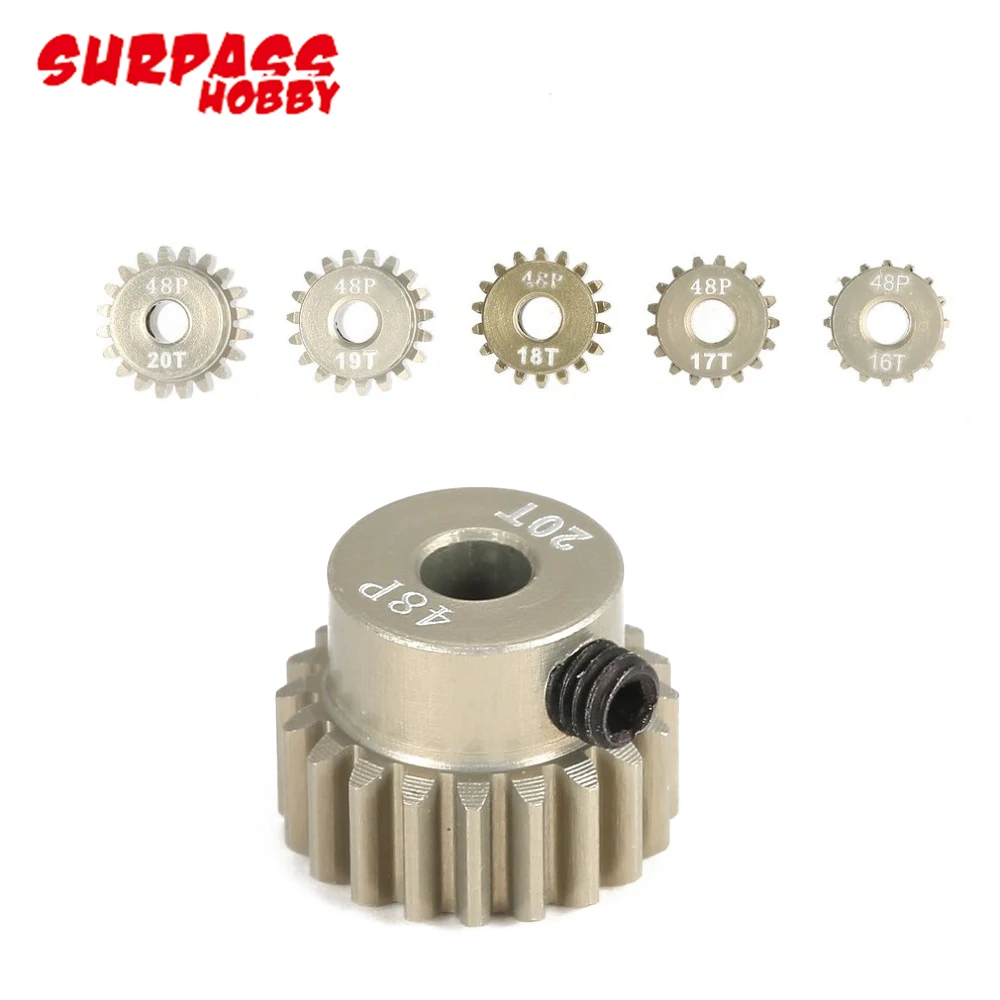 Pinion Gear,5pcs/Lot SURPASSHOBBY 48DP 3.175mm 16T-20T/21T-25T/26T-30T/31T-35T/36T-41T Pinion Motor Gear For 1/10 RC Car Toys