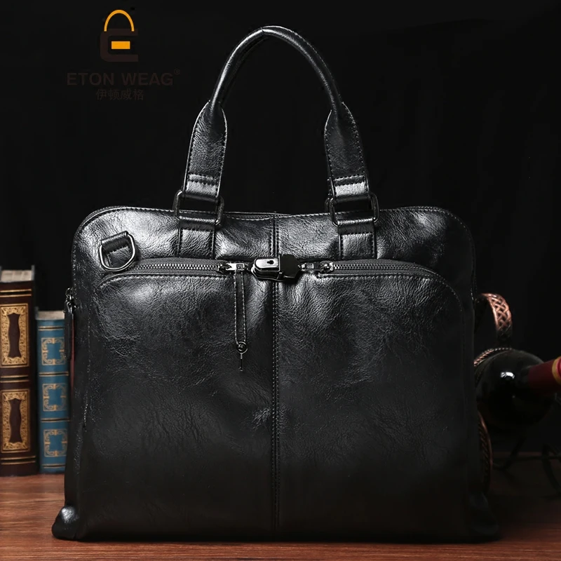 Lock Designer Fashion Korean Style Men Leather Bags Briefcase Soft Leather Shoulder Messenger Bags Male Casual Business Bags