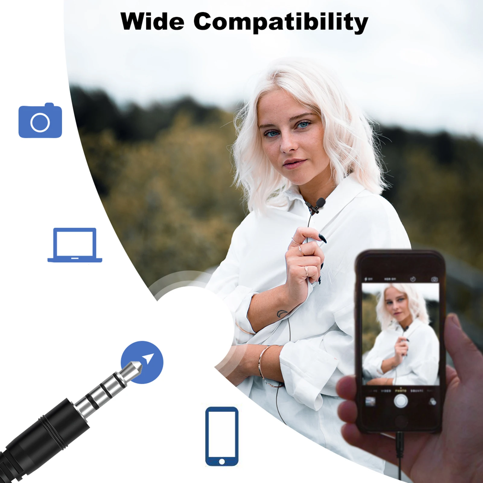 SYNCO Lav-S6E Professional Lavalier Microphone Clip-on Omnidirectional Condenser Lapel Mic Auto-Pairing 6M/19.7 Long Cable