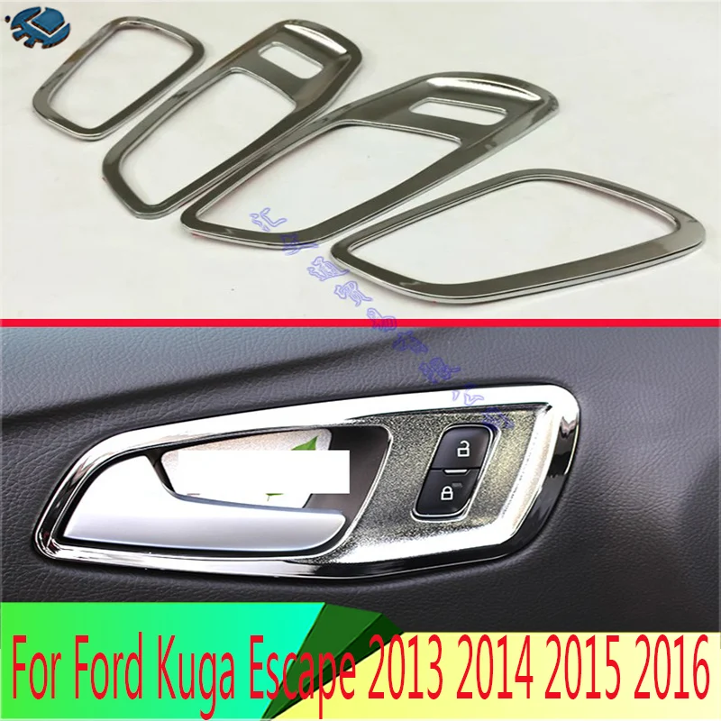 

For Ford Kuga Escape 2013 2014 2015 2016 ABS Chrome Inner Door Handle Cover Catch Bowl Trim Insert Bezel Frame Garnish