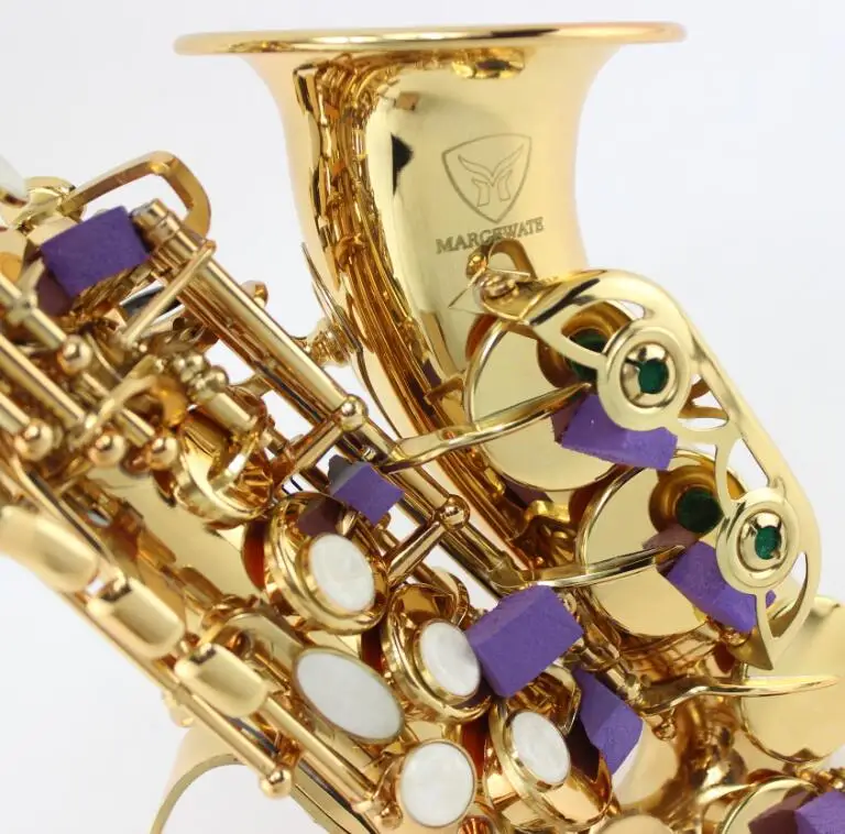 

New MARGEWATE Soprano Saxophone High Quality Brass Gold Lacquer Saxophone B Flat Playing Musical Instrument with Mouthpiece