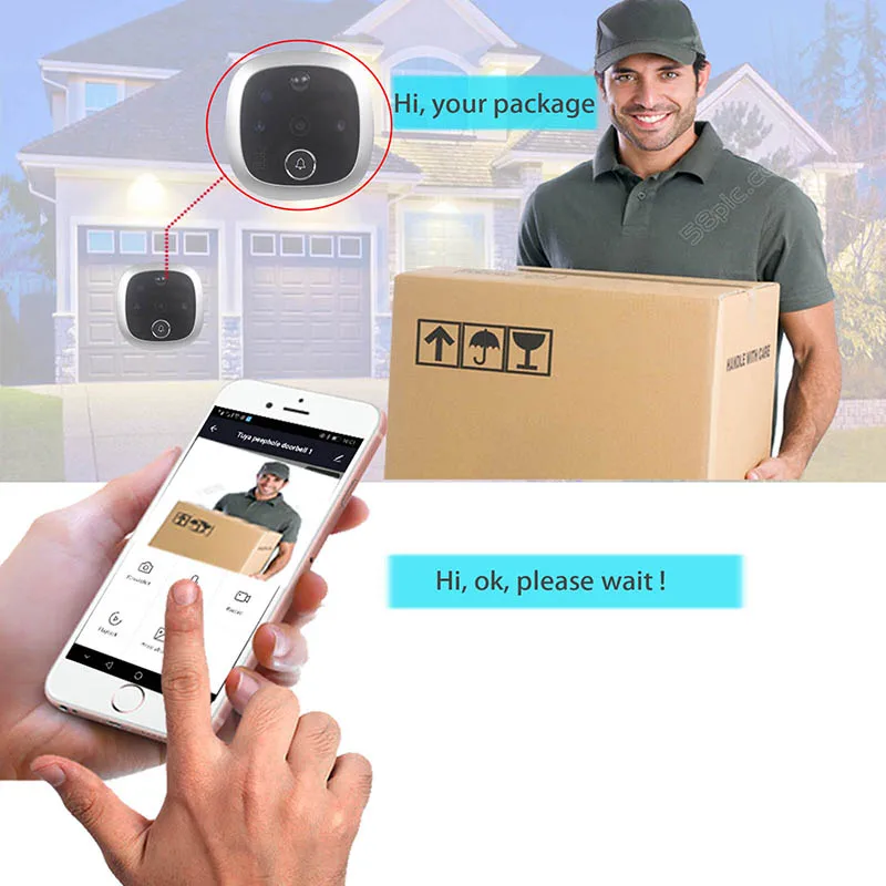 Tuya Peephole Video Doorbell Wifi Door Viewer Camera Intercom 4.3 Inch LCD Digital Home Security Eye Monitor Motion Detection