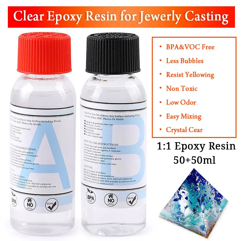 Epoxy Resin Kit for Beginners Silicone Resin Mold Set with DIY Supplies Tools, Glitter Sequins, Foil Flakes for Jewelry Making