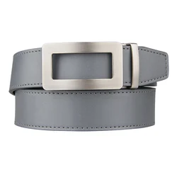 Ceinture de golf en cuir de vachette pour homme, sangle automatique, cliquet, cuir de vachette environnemental, designer de luxe, qualité supérieure, gris, noir, longueur 130cm