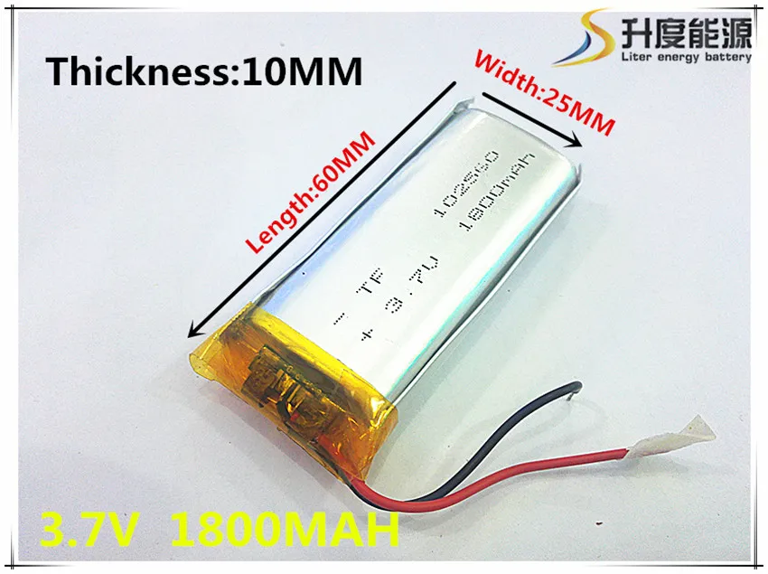 li-po 102560 1800mah 3.7V Lithium Polymer Battery Rechargeable Battery For  GPS  Speaker