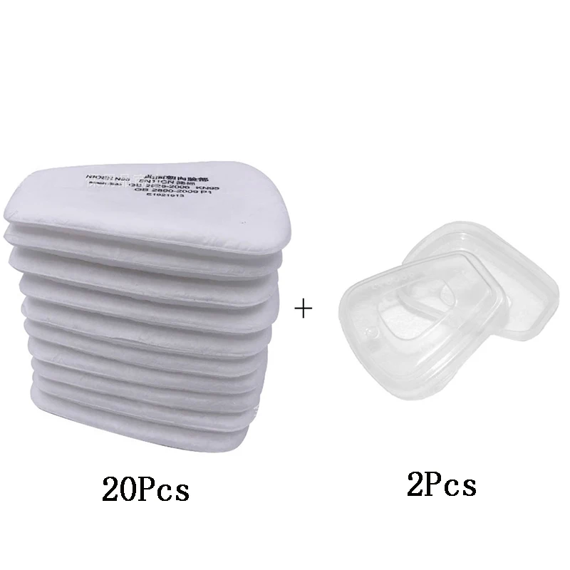 

20 Pcs 5N11 Cotton Filters 2Pcs 501 Cover Replaceable Filters For 6001/6002/6003/6200/7502/6800 Gas Dust proof Mask Accessories