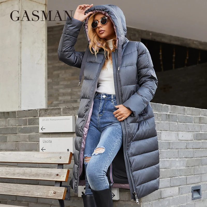 GASMAN 2022 Women\'s down jacket Long hooded fashion brand  coat women high street Quality Color contrast Windproof parkas 21792