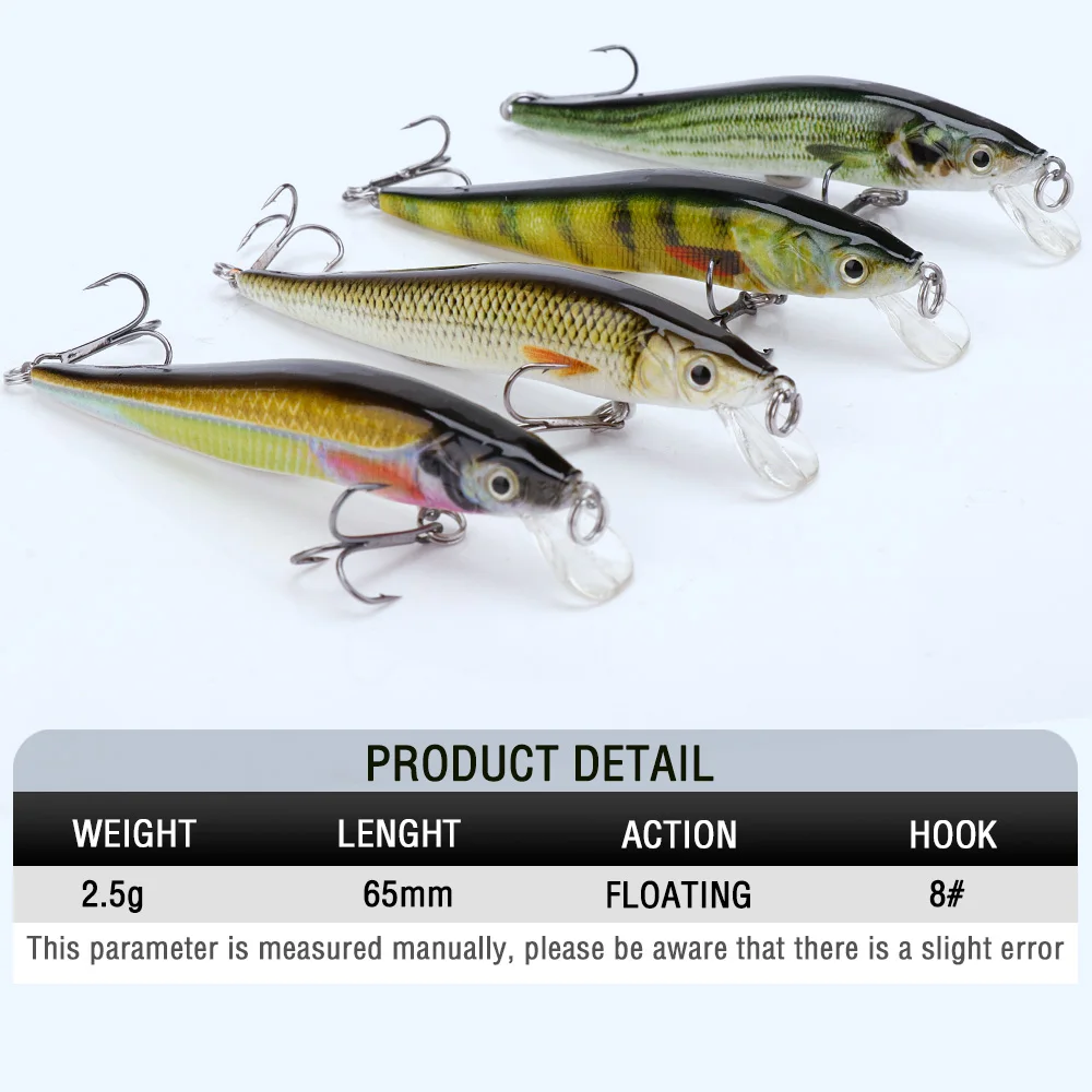 GOBASS Wobler Fishing Artificial Bait Jerkbait Wobblers For Pike Lure 65mm 2.4g Rattlins For Fishing Trout Lure Minnow Crankbait