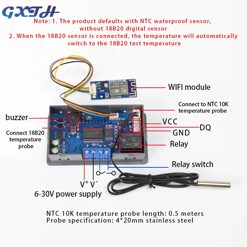 WIFI Remote Temperature Controller Module Refrigeration And Heating High Low Temperature Alarm Cloud Record