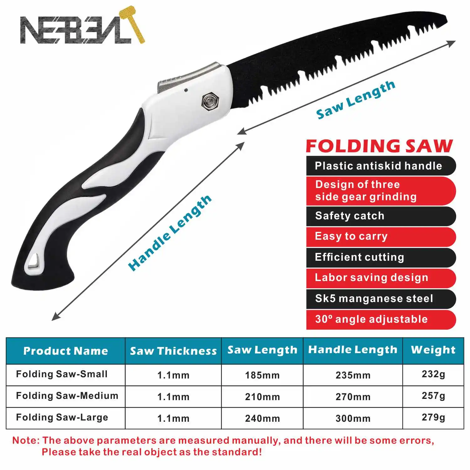 Folding Hand Saw-Extra Long Blade SK-5 Steel Pruning Saw for Wood Cutting, Camping & Dry Wood, Heavy Duty with Hard Teeth