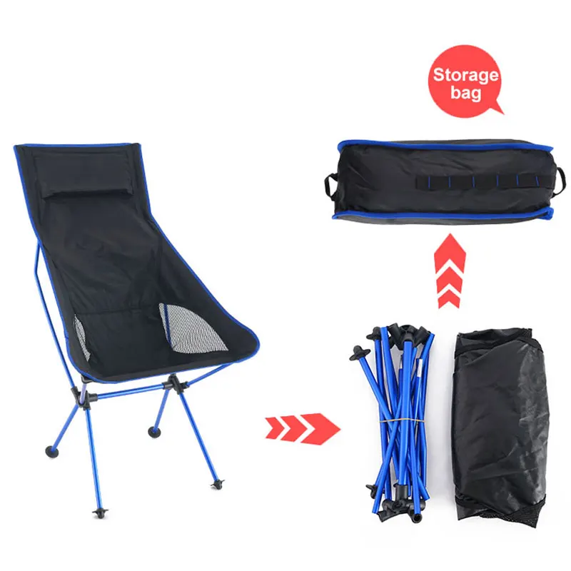 Hewolf Camping Chair Outdoor Light Foldable Backrest Portable Hiking Compact Furniture Backpack Fishing Lounge Beach Chair