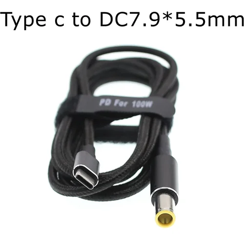 레노버 씽크패드용 충전 케이블, C타입 USB C to 7.9*5.5mm 플러그 컨버터, DC 전원 PD 어댑터, X60 T60 T61 X200 X201 X220 X230 