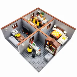 Bloques de construcción de Casa de ciudad para niños y niñas, juguete de ladrillos MOC para regalo, dormitorio, sala de estar, modelo de muebles